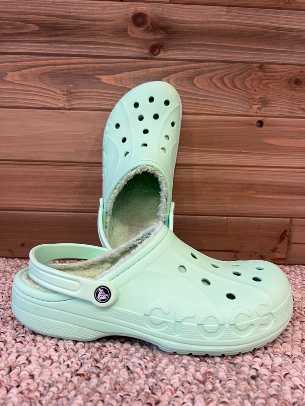 Crocs Baya Lined Clogs in the Neo Mint Colorway